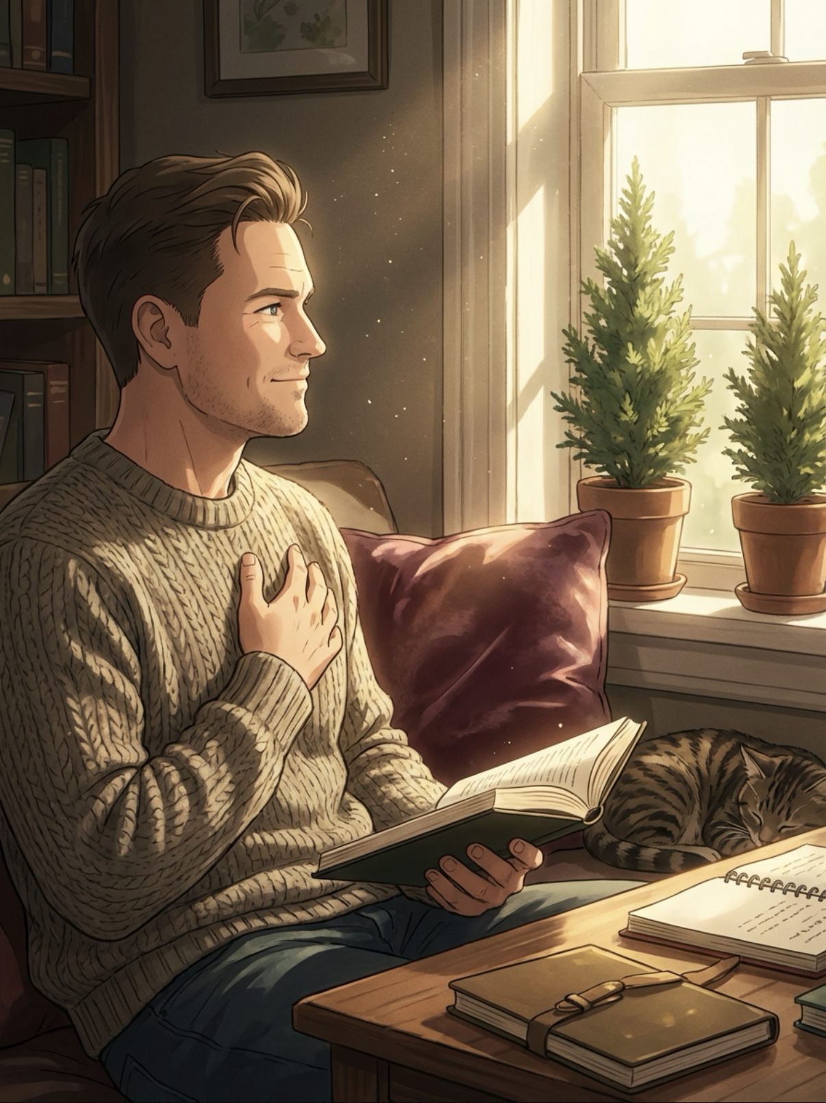 Example of an AI-generated affirmation image showing a person in a serene, personalized scene